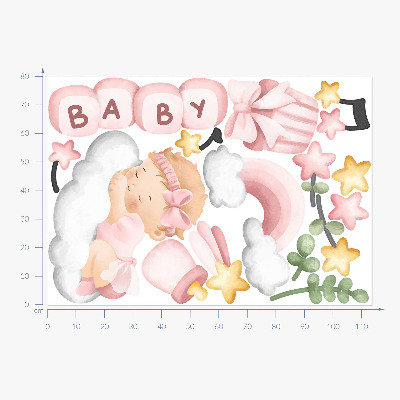 Samolepky na stenu 80x114 Pastelové akvarelové dekorácie pre malú princeznú