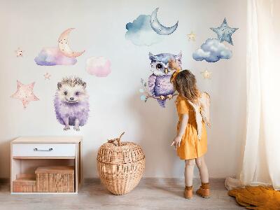 Samolepky na stenu 80x106 Zvieratká v pastelovej mágii nočnej oblohy