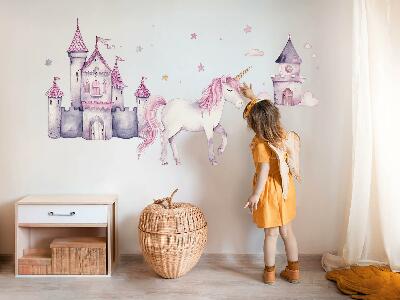 Samolepky na stenu 80x131 Pastelový akvarel s jednorožcom a zámkom