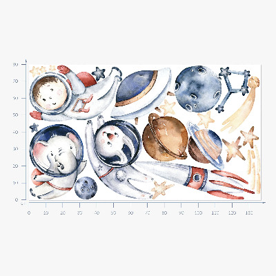 Samolepky na stenu 80x137 Malí astronauti v pastelovom priestore