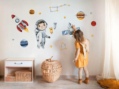 Samolepky na stenu 80x107 Vesmírna cesta malého astronauta v akvarele