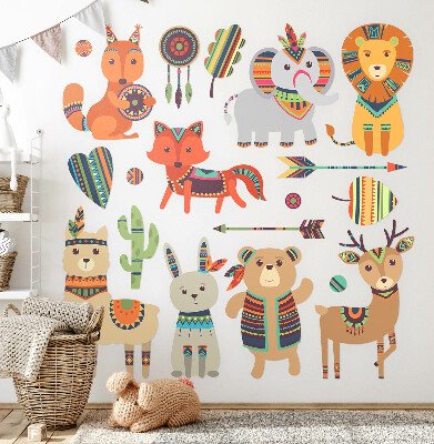 Samolepky na stenu 80x97 Pastelové ilustrácie zvieratiek Boho