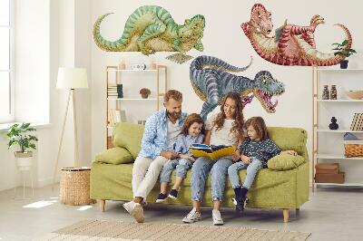 Samolepky na stenu 80x121 Farebné dinosaury v kreslenom pastelovom štýle