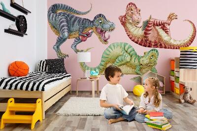 Samolepky na stenu 80x121 Farebné dinosaury v kreslenom pastelovom štýle