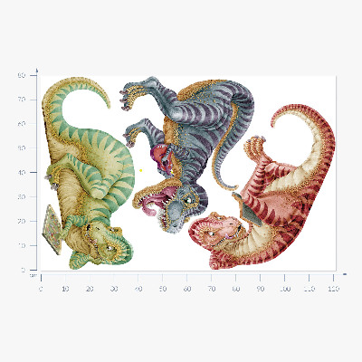 Samolepky na stenu 80x121 Farebné dinosaury v kreslenom pastelovom štýle