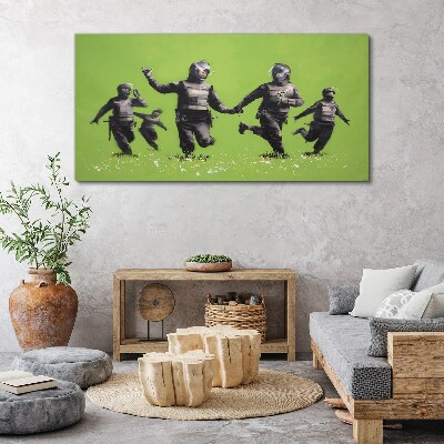 Obraz Canvas Poriadková polícia na Banksy Field