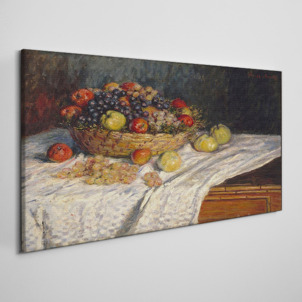 Obraz Canvas Ovocný košík na bielom obruse