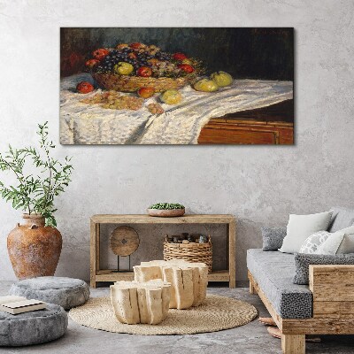 Obraz Canvas Ovocný košík na bielom obruse