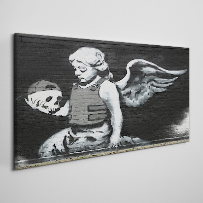 Obraz Canvas Anjel s lebkou v pozadí graffiti