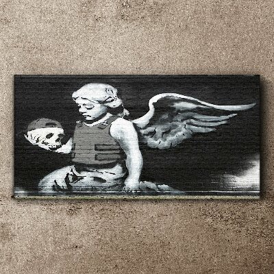 Obraz Canvas Anjel s lebkou v pozadí graffiti