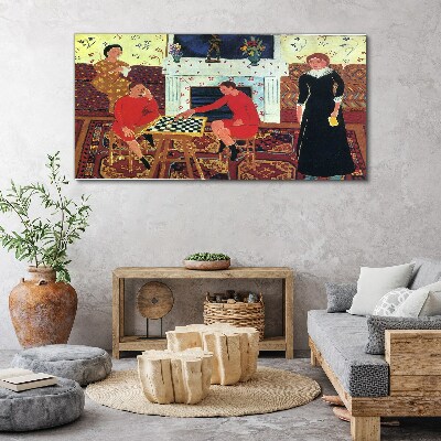 Obraz canvas Šachová partia vo farebnom interiéri