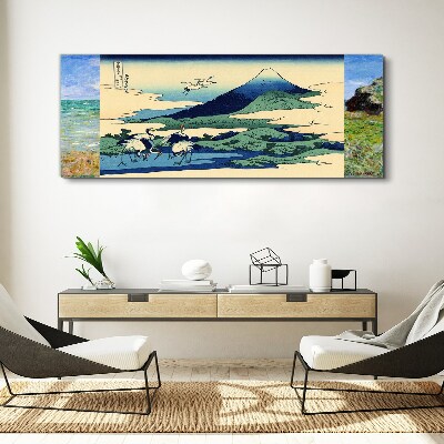 Obraz canvas Žeriavy pri hore