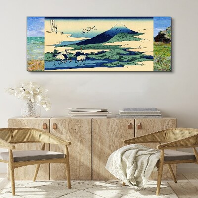Obraz canvas Žeriavy pri hore