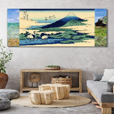 Obraz canvas Žeriavy pri hore