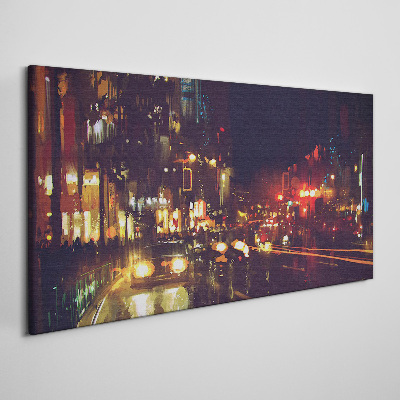 Obraz Canvas Nočná ulica v žiare svetiel
