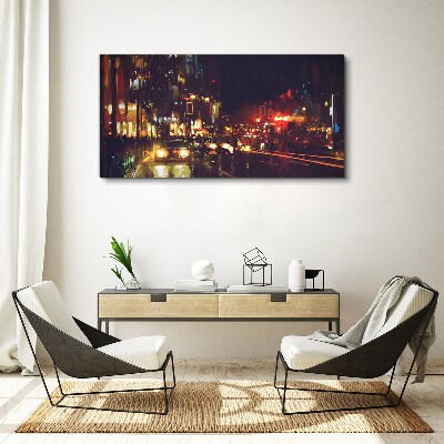 Obraz Canvas Nočná ulica v žiare svetiel