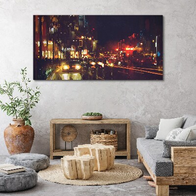 Obraz Canvas Nočná ulica v žiare svetiel