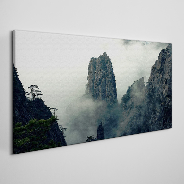 Obraz canvas Zahmlená horská krajina