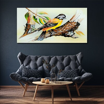 Obraz canvas vetva listy zvieracie vták
