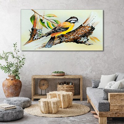 Obraz canvas vetva listy zvieracie vták