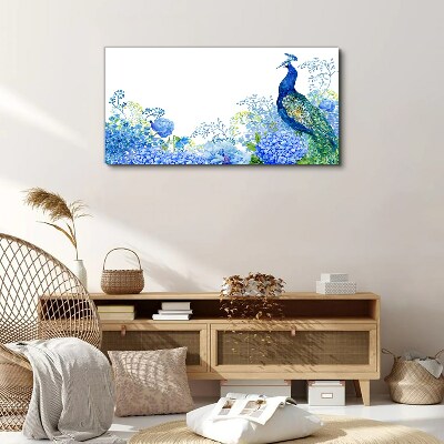 Obraz canvas Kvety vták Peacock