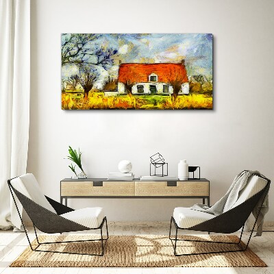 Obraz canvas Farebná vidiecka chata v krajine