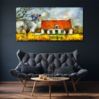 Obraz canvas Abstrakcia dediny dom strom