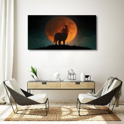 Obraz canvas Vlk pod Mesiacom