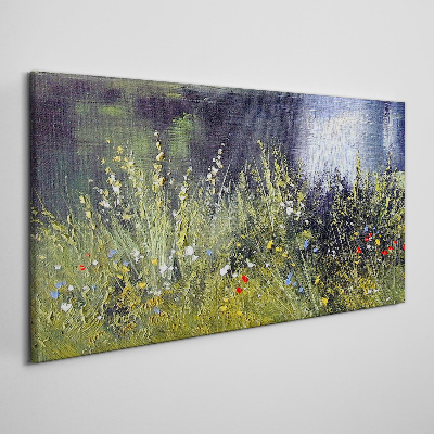 Obraz canvas Rieka kvety Tráva