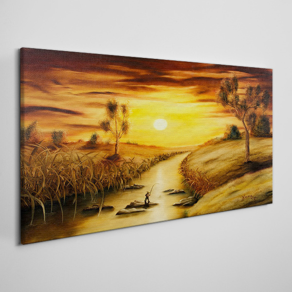 Obraz Canvas Zlatá hodina na rieke