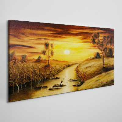 Obraz Canvas Zlatá hodina na rieke
