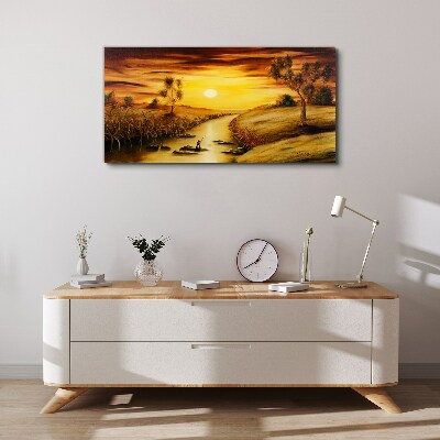 Obraz Canvas Zlatá hodina na rieke