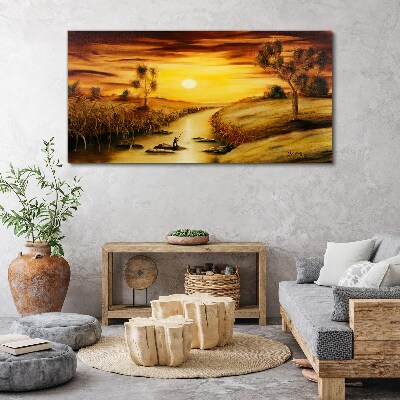 Obraz Canvas Zlatá hodina na rieke
