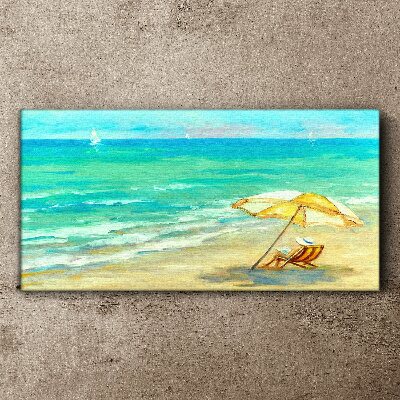 Obraz canvas Pláž mora vlny dáždnik