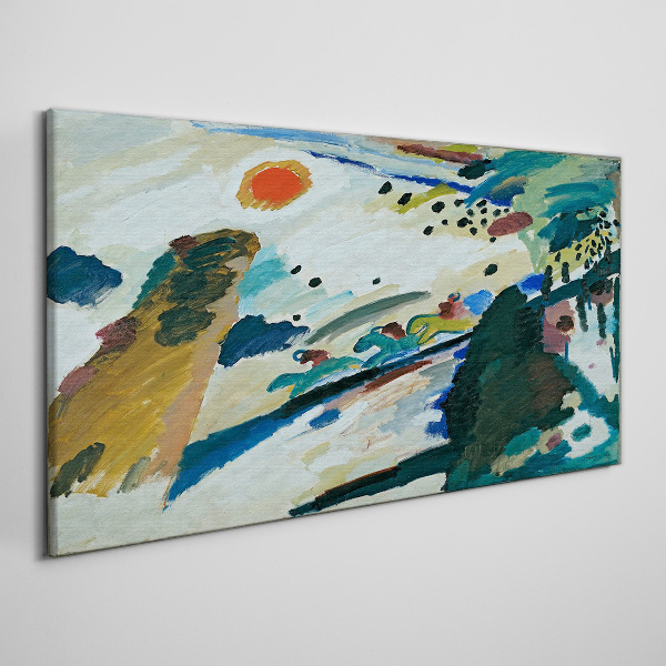 Obraz canvas Abstraktná krajina so slnkom