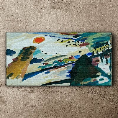 Obraz canvas Abstraktná krajina so slnkom