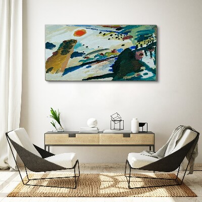 Obraz canvas Abstraktná krajina so slnkom