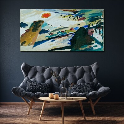 Obraz canvas Abstraktná krajina so slnkom