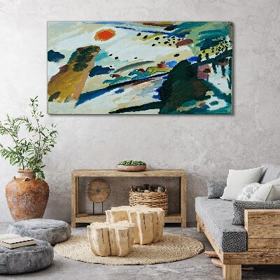 Obraz canvas Abstraktná krajina so slnkom