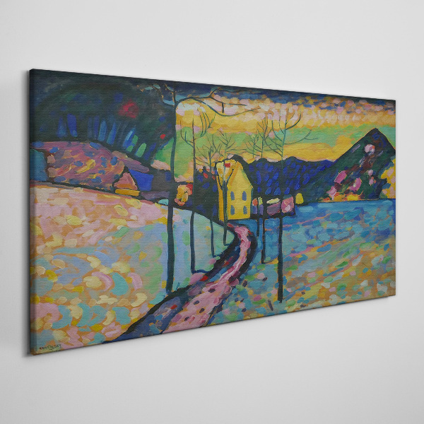 Obraz canvas Farebná krajina s domom