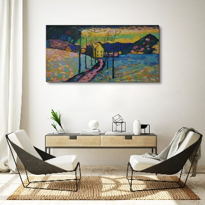 Obraz canvas Farebná krajina s domom
