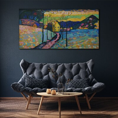 Obraz canvas Farebná krajina s domom