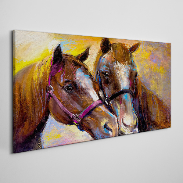 Obraz canvas Detailný záber na dva kone