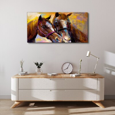 Obraz canvas Detailný záber na dva kone