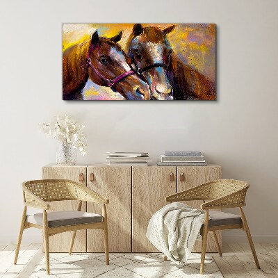 Obraz canvas Detailný záber na dva kone