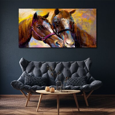 Obraz canvas Detailný záber na dva kone