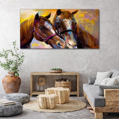 Obraz canvas Detailný záber na dva kone