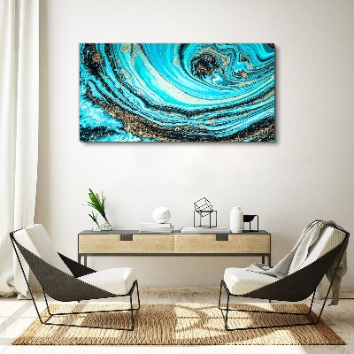 Obraz canvas Oceán víri v modrej a zlatej farbe
