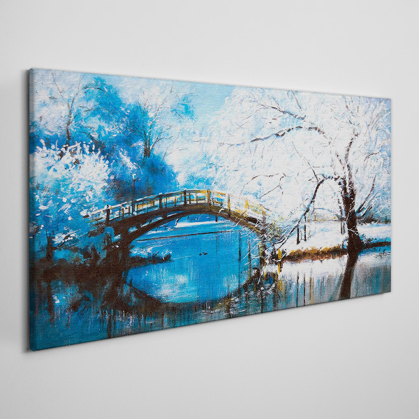 Obraz canvas Zimný most v modrej krajine