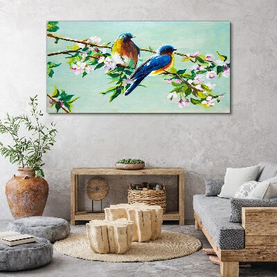 Obraz canvas Vetvy listov kvetín Vtáky